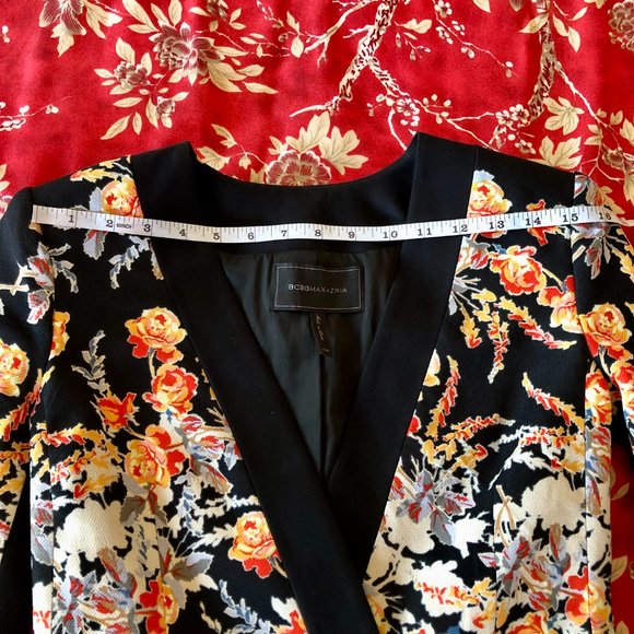 BCBGMaxAzria "Andres" Floral Tuxedo-Inspired Longline Blazer XXS - Picture 13 of 16